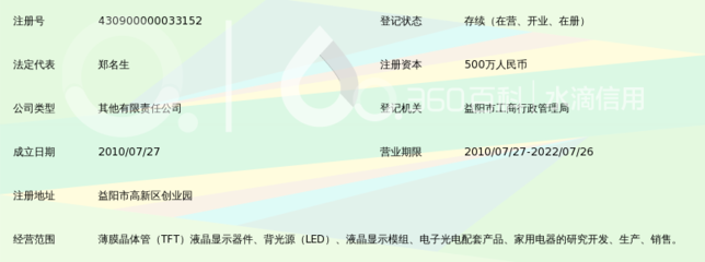 湖南汇盛金达薄膜晶体管液晶显示屏电子